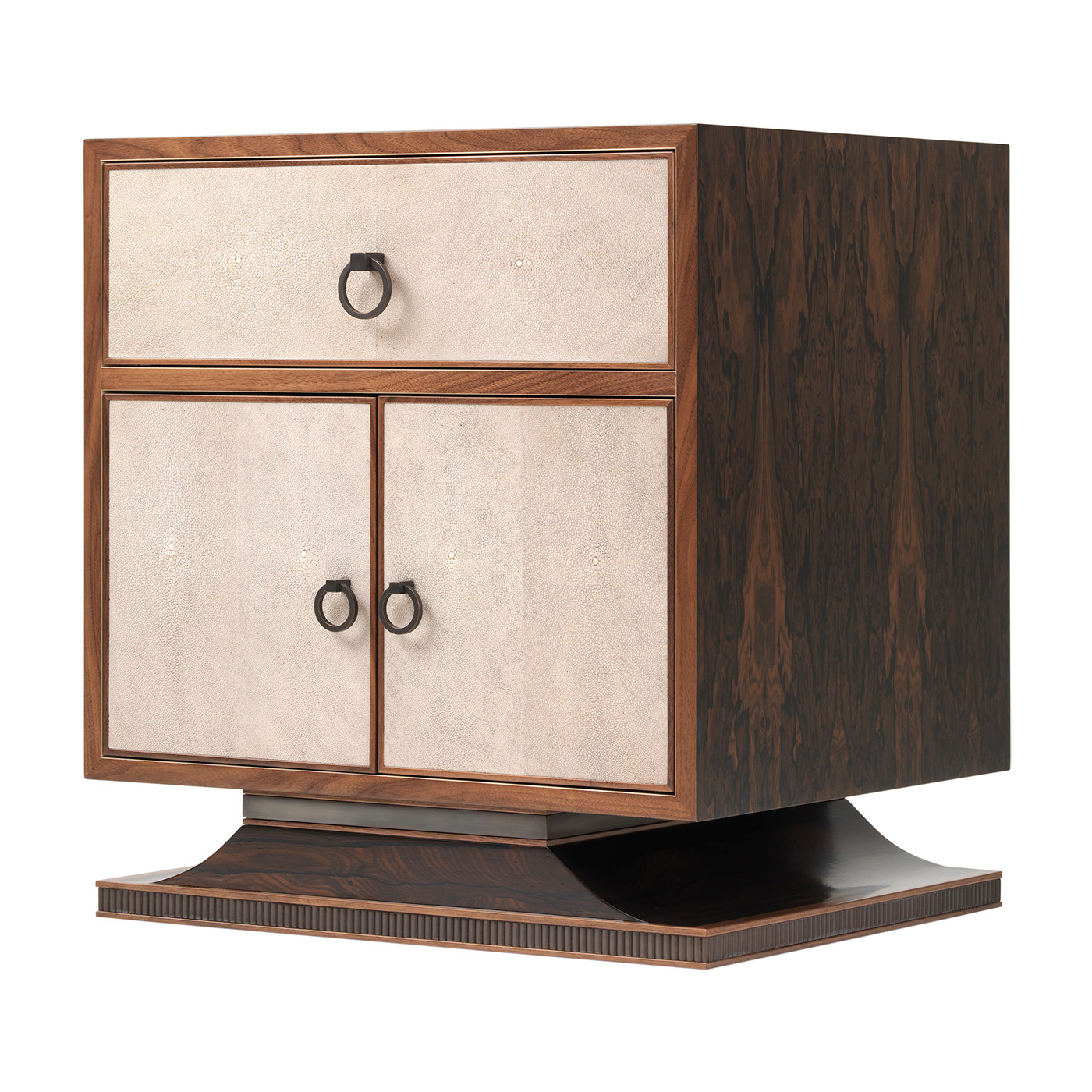 Bespoke nightstand, ziricote veneer with_shagreen and bronze details2